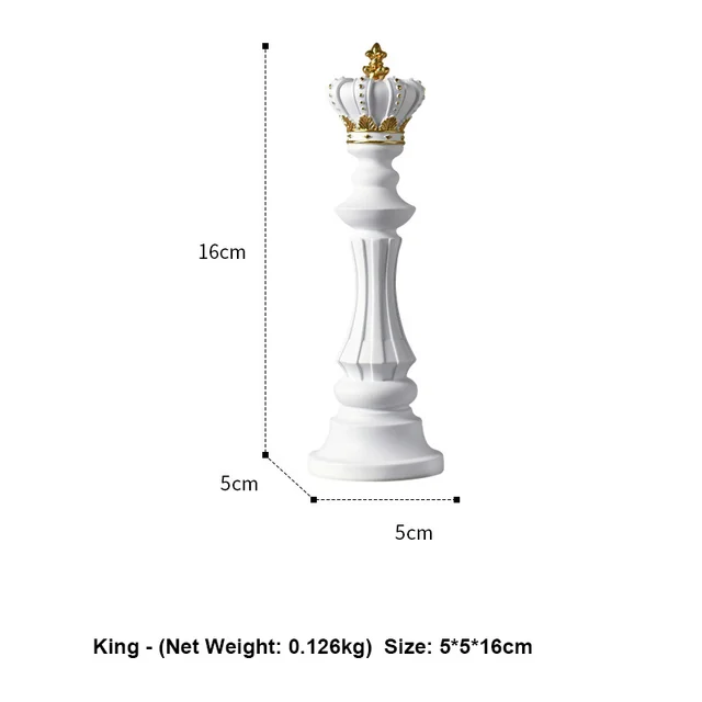 Buy Online Best Quality One Set Chess Tabletop Pendulum Ornaments Chess Figurines Retro Home Decor Sculptures Resin Chess Pieces Board Games 16CM King