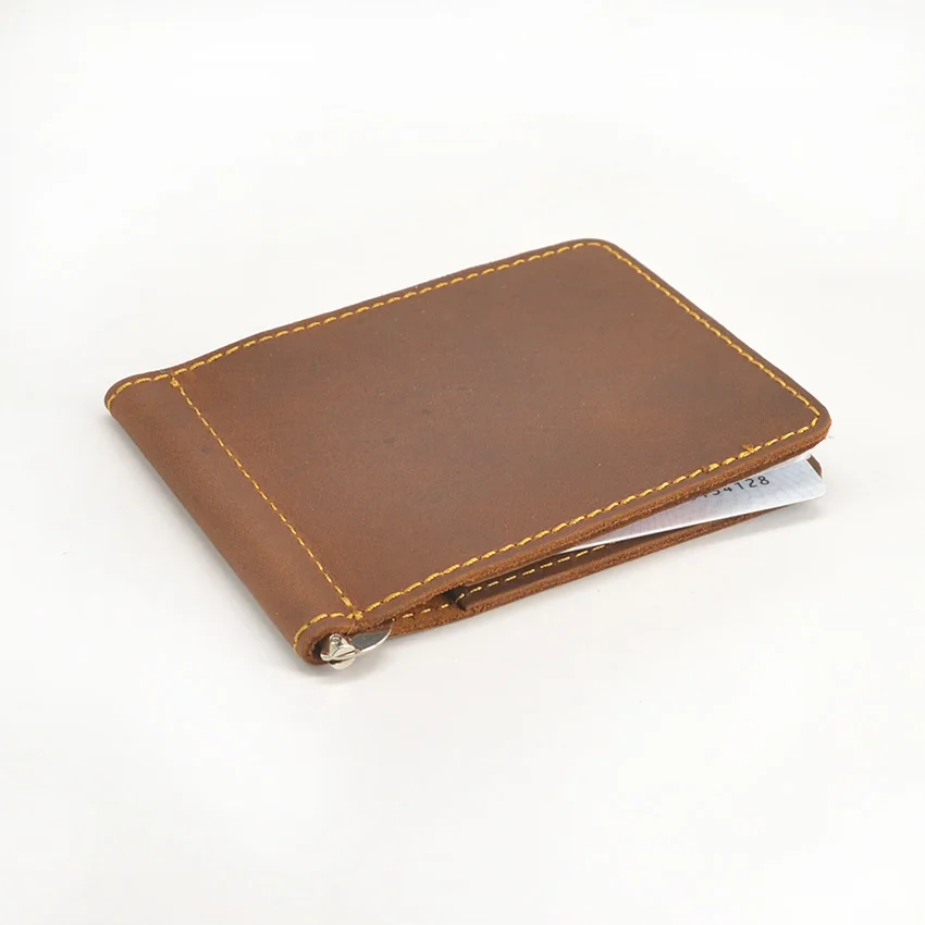 Handmade Genuine Leather Mens Money Clip Wallet with Card Holder Money Holder Wallet Vintage Mens Wallet Clip Bill Holder 2