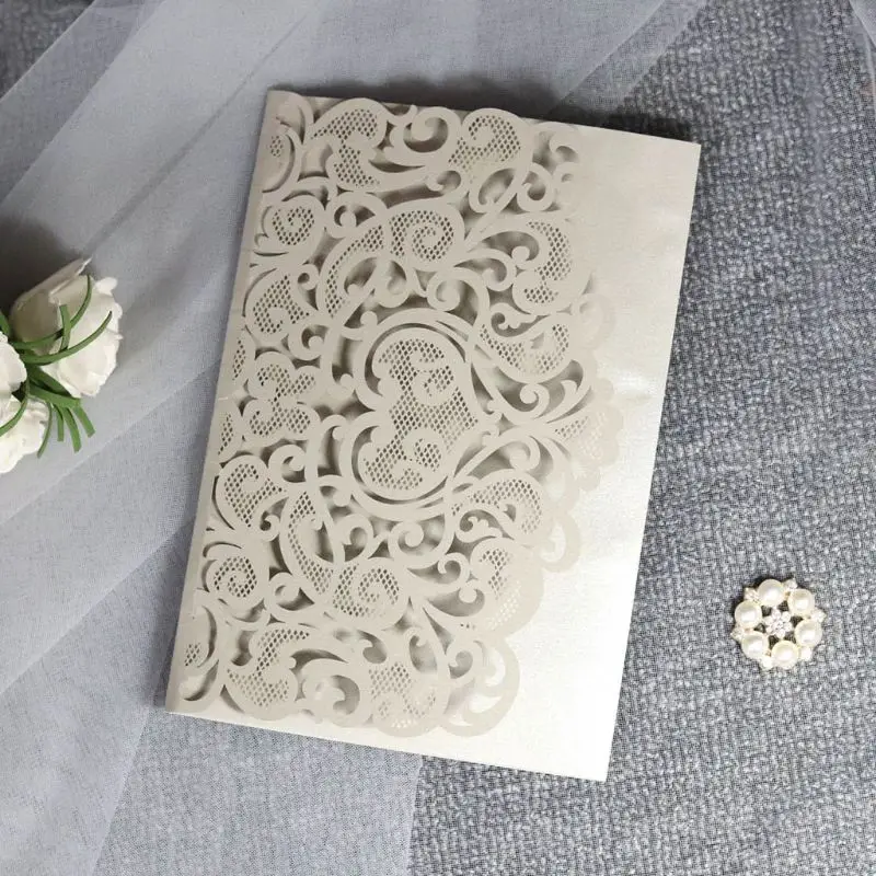  10 Pcs 3D European Style Wedding Invitation Card with Envelope Kits Party Supply - 4000570304214
