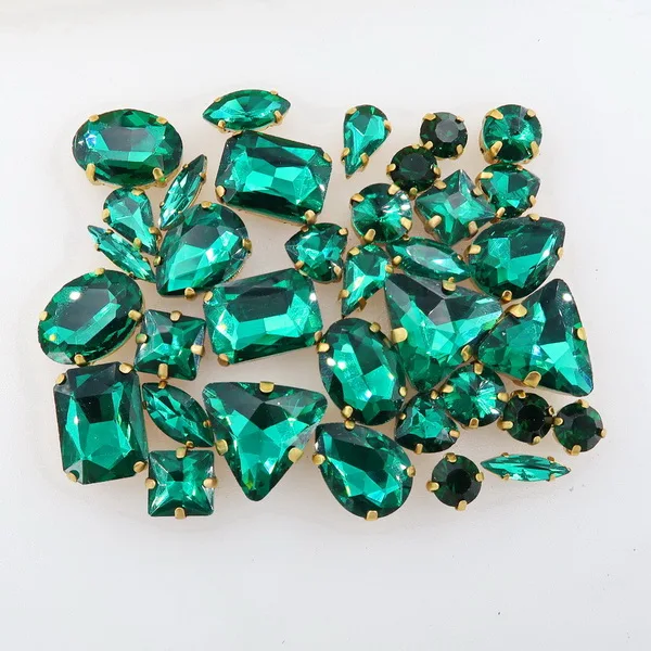 A11 Emerald 50 шт./пакет формы с золотым коготь Установка ясный и желейные конфеты стеклянные стразы цвета Кристалл пришить стразы торжественное платье, обуви, сумок и diy кружевной отделкой - Цвет: A11 Emerald