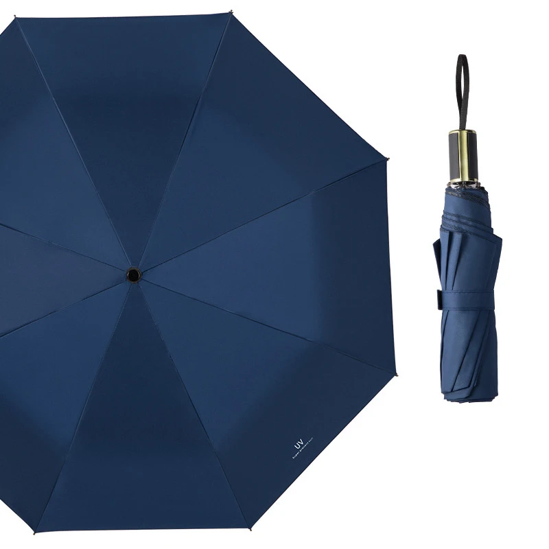 Dark Blue Солнцезащитный компактный маленький Зонт от дождя для женщин, складной, сильный, ветрозащитный, непромокаемый, мужской, белый, черный, розовый - Цвет: Dark Blue