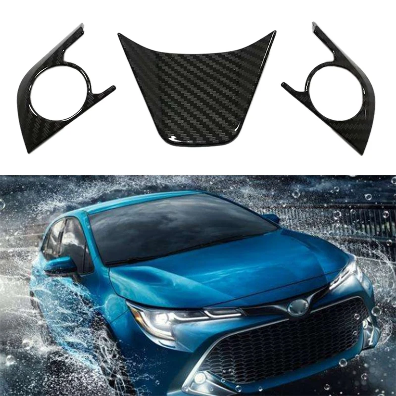 Для TOYOTA Corolla ABS углеродное волокно для внутреннего руля рамка Крышка отделка 3 шт