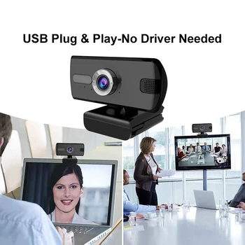 

Webcam With Tripod USB 1080P 360° Video Automatic Webcam Built-in Stereo Microphone Computer For Video Calling