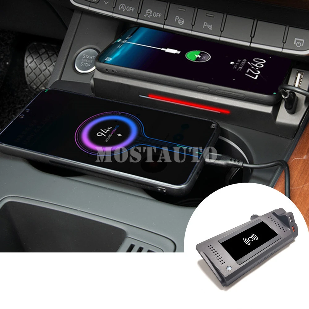 El teléfono con carga inalámbrica QI para Audi A4, A5, S4, S5, cargador inalámbrico para coche, cargador de teléfono, consola 2016 - AliExpress
