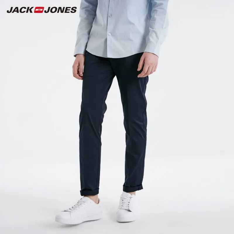 JackJones мужские Стрейчевые деловые повседневные брюки Slim Fit Мужская одежда 219114512 - Цвет: NIGHT SKY