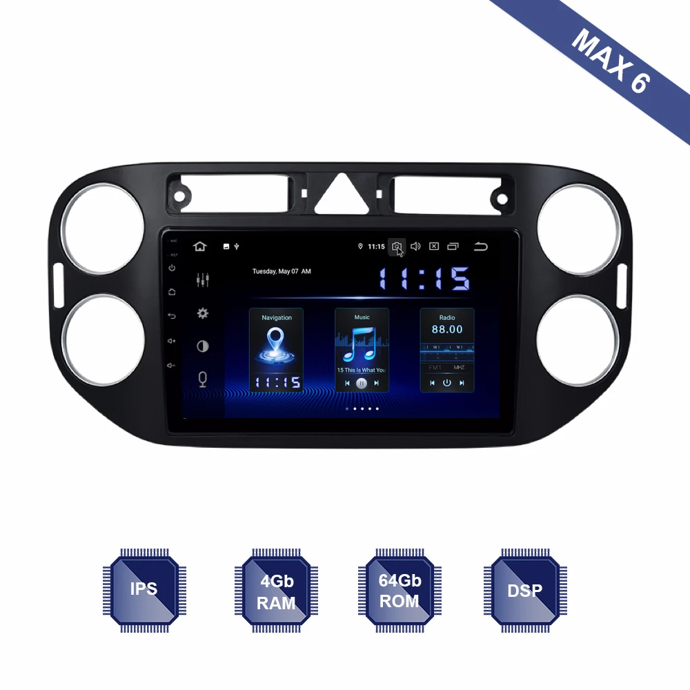 Автомобильное радио Android 10 для VW Tiguan 2010 2011 2012 2013 2014 2015 DSP IPS экран 1 Din мультимедиа BT