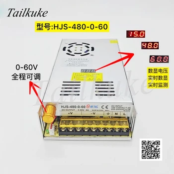 

Digital Display 0-60V 8A 480W with Voltage Digital Display Adjustable Regulated DC Switching Power Supply HJS-480-0-60