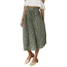 Дизайн модные богемные осенние женские, с цветочным узором Сплит юбка Пляжная Женская плиссированная летняя плиссированная шифоновая юбка