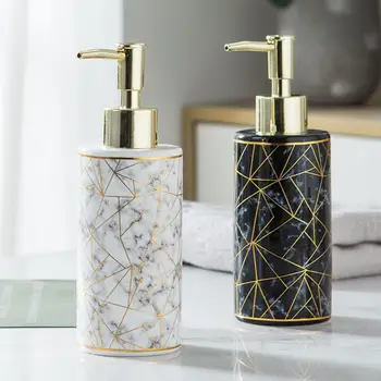 

300ml Stylish Marble Ceramic Lotion Shampoo Liquid Soap Dispenser Pump Bottle Container Bathroom Soap Refillable Bottles
