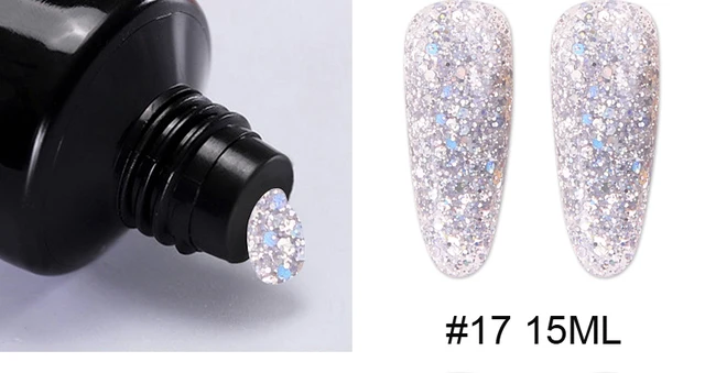 15ml Poly Acrylic Gel For Nail 22 Color Spangle Crystal Extension Gel UV/LED Light Quick Extension Nail Without Paper Holder&_&* 17
