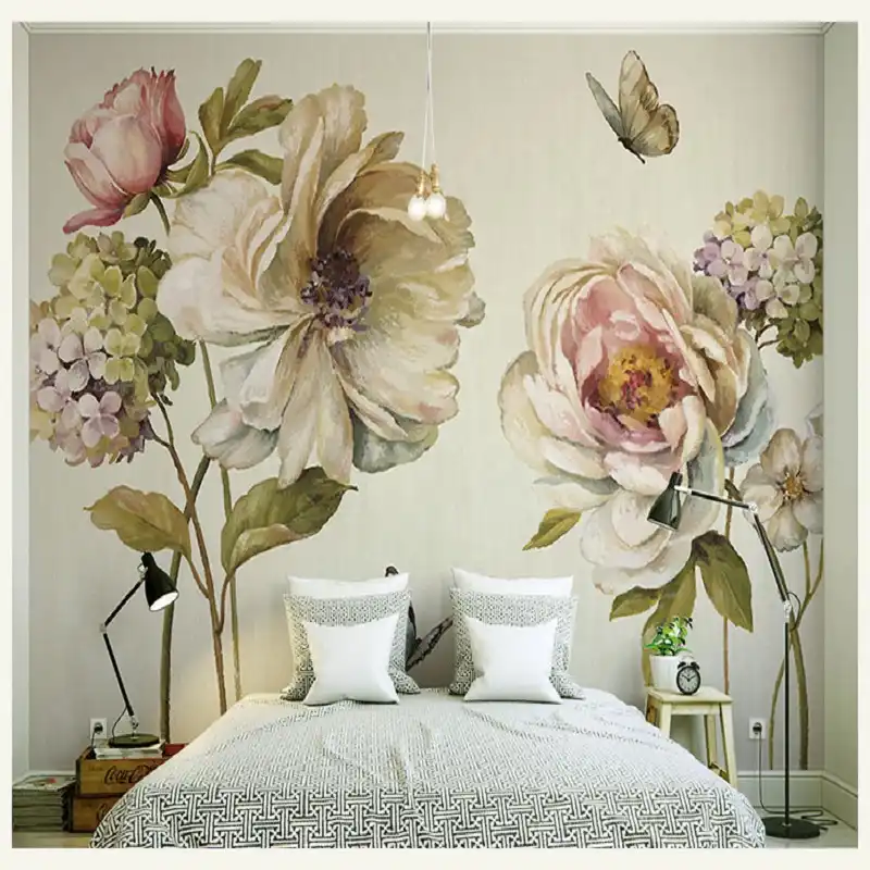 Giant Butterfly Pink Flower 3d Murals Wallpaper For Walls 