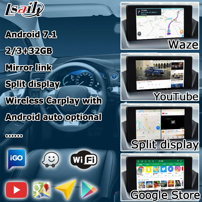 Android/carplay интерфейсная коробка для Lexus CT200h CT- и т. д. видео интерфейс с 10,25 android автоматическое управление waze по Lsailt