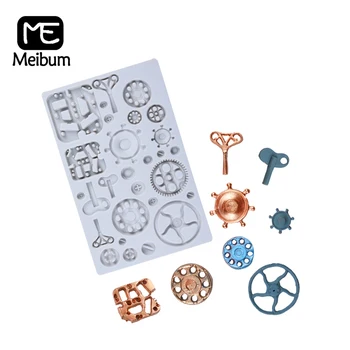 

Retro Key Cake Decorating Mould Mechanical Gear Fondant Silicone Molds Gumpaste Sugarcraft Dessert Baking Pastry Form