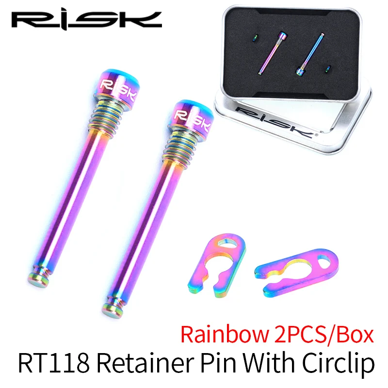 RISK сверхлегкий титановый сплав винт для велосипеда масляный дисковый тормозной зажим MTB дорожный тормозной суппорт для велосипеда болт для SHIMANO все серии масляная трубка - Цвет: Retainer Pin-Rainbow