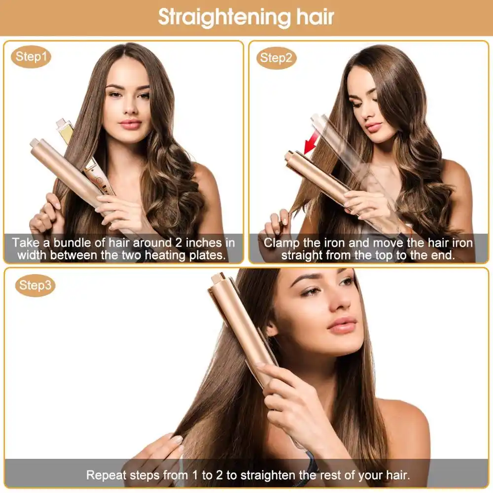 Gold Titanium Twist Flat Iron 2 In 1 Hair Curling Hair