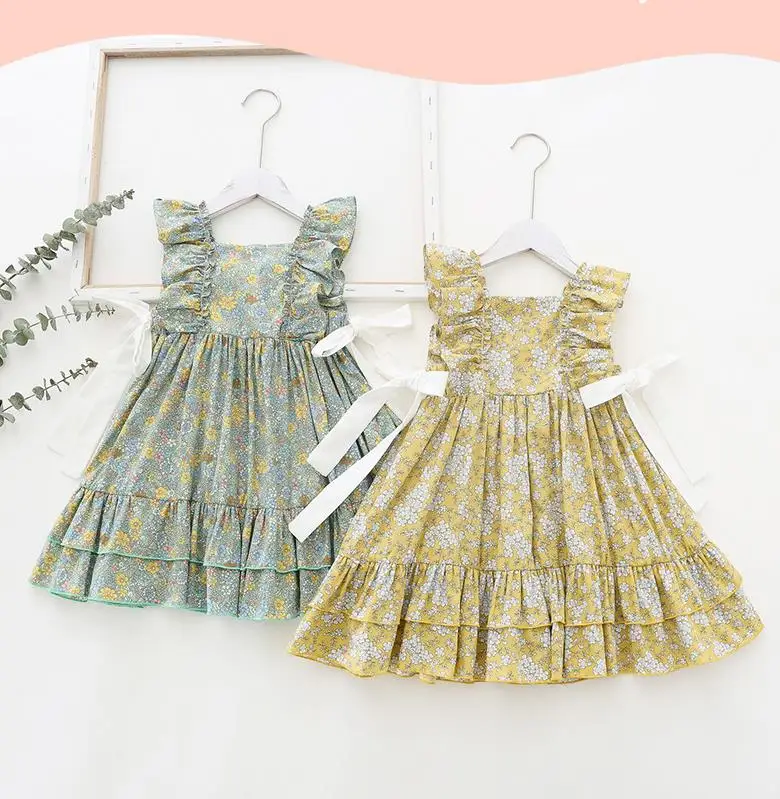 Summer New Children Baby Printed Bow Vest Dresses Girls Princess Cute Clothes 6 Pieces/lot Wholesale | Детская одежда и обувь