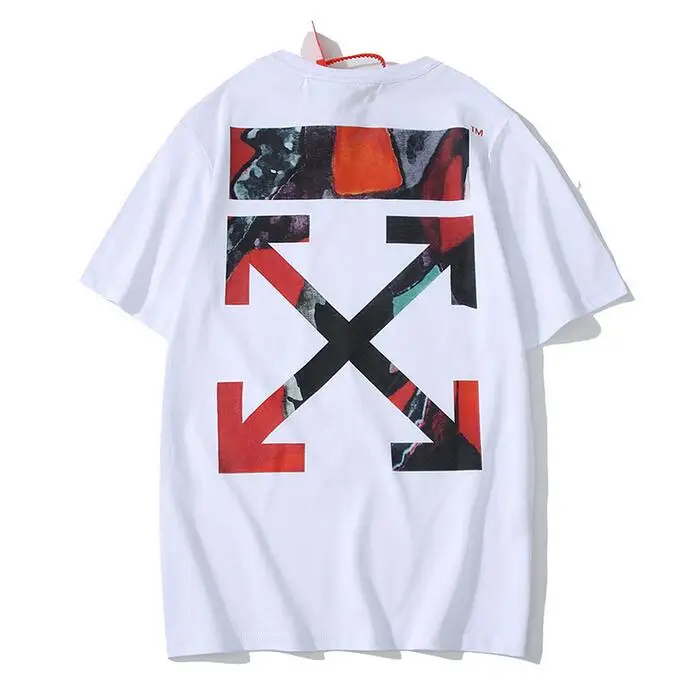 19ss Off-White OW акварельные граффити стрелы для мужчин пара влюбленных моделей хлопок Мода Круглый вырез короткий рукав Футболка