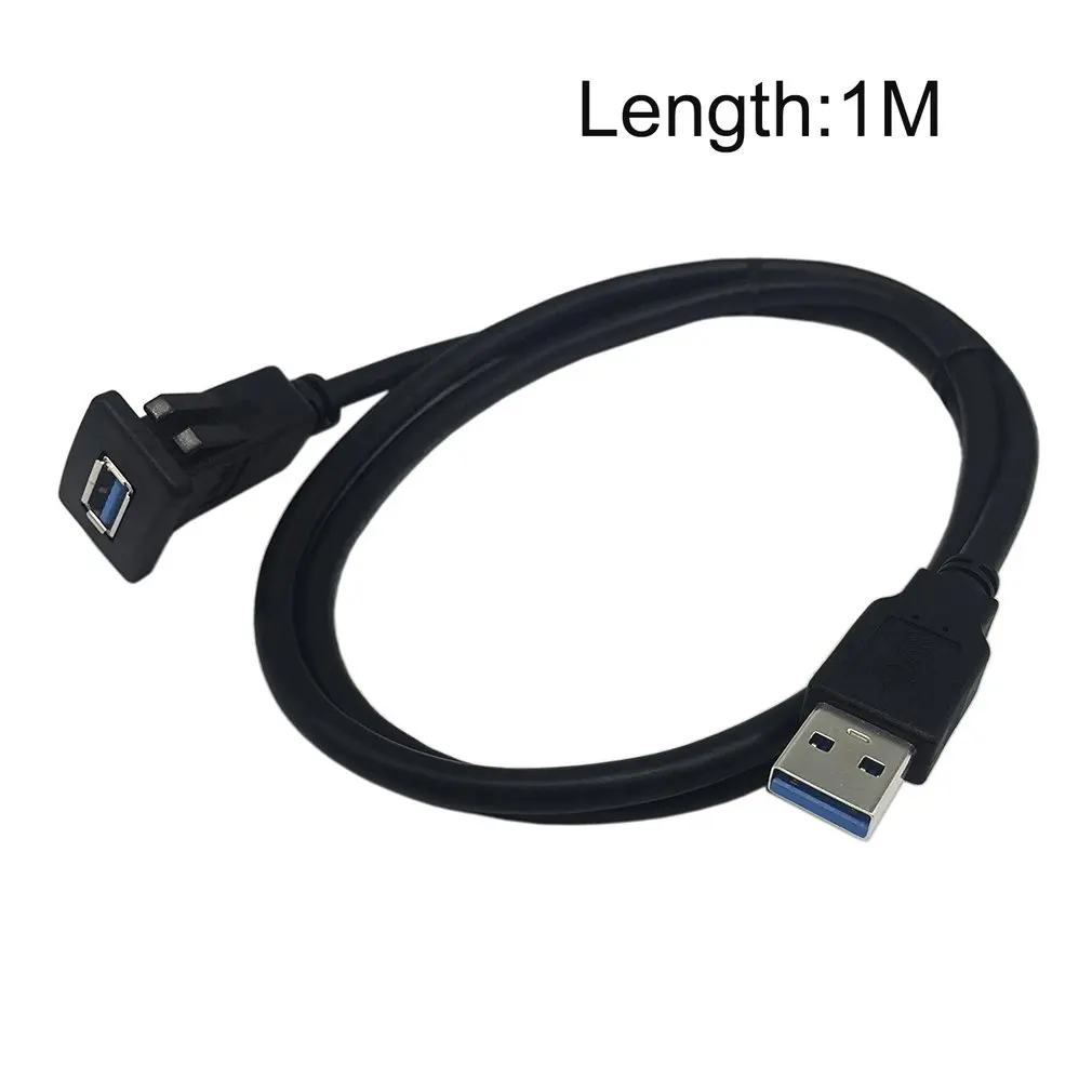 USB 3,0 кабель с разъемом для авто, Автомобильный Кабель с креплением, удлинитель для мужчин и женщин, панель приборной панели, квадратная аудиолиния для мотоцикла - Название цвета: single USB 1M