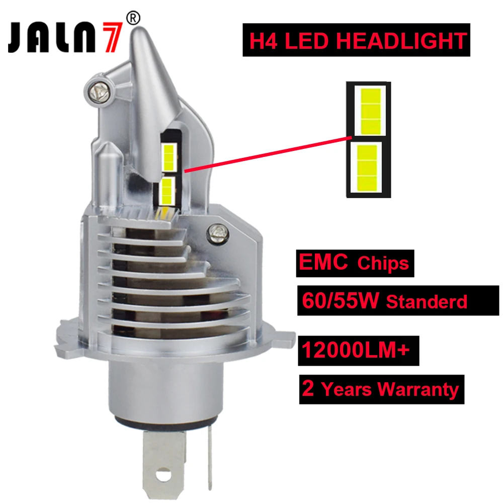 JALN7 H4 9003 LED Headlight Bulb HS1 HB2 12V 24V 60/55W Fighter H4 Led Bulb for Car Motorcycle Headlight CSP Chip 6500K 3000K