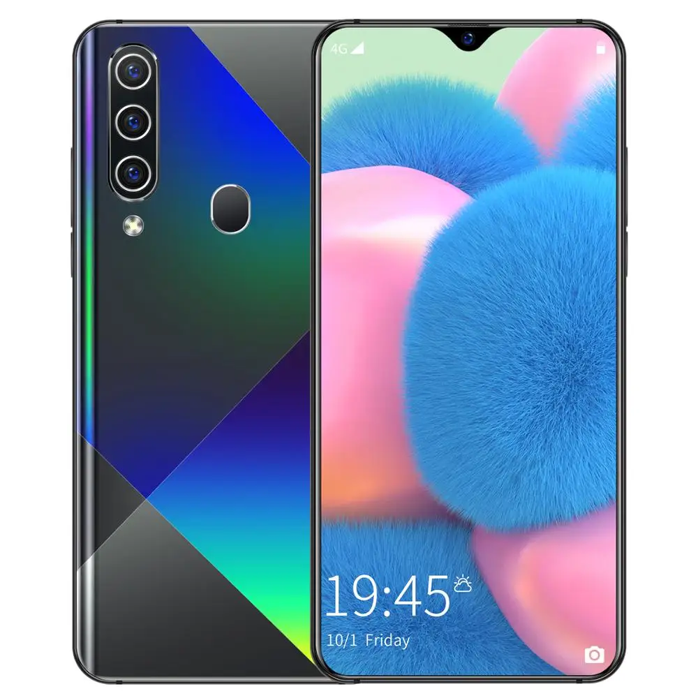 

A70 6.5 Inch 4G Smartphone 6GB RAM 128GB ROM Curved Water Drop Screen Cell Phone Fingerprint & Face Recognition Unlock Mobile