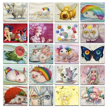 

Diamond embroidery Cartoon girl butterfly rabbit hedgehog mermaid Full Diamond painting mosaic animals spider bee cat bird deer