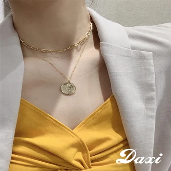 

DAXI Boho Gold Chain Necklace Pendant Necklaces For Women Layered Necklace Bohemian Chains Necklace Set Womens Jewelry 2020