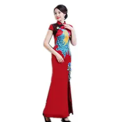 Плюс размер 3XL 4XL 5XL китайская винтажная вышивка леди Qipao Мода ручной работы Кнопка Cheongsam Новинка китайское торжественное платье