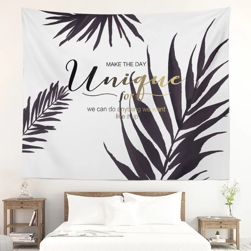 

Cross Border on Behalf of-Style Modern INS-Style Simple Plant White Leaves Decoration Tapestry Wall Hangers Beach Towel Shawl