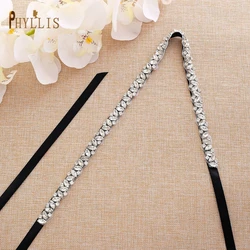 S06 Skinny Bridal Rhinestone Belt Wedding Dress Sash Ivory Bridesmaid Belts Thin Diamond Belts Female Belt Women Ribbon Belt