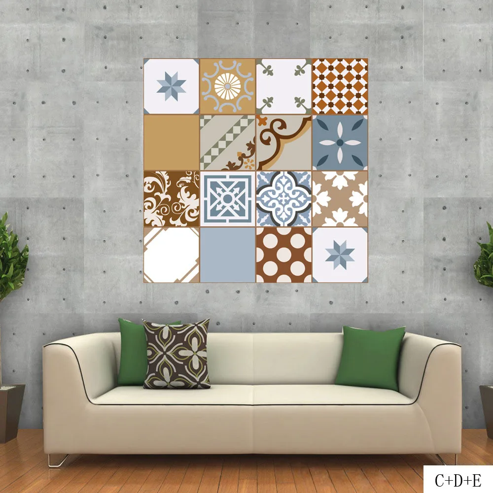 Baroque Style Tile Sticker Retro Pattern Wall Stickers Home Living Room Bedroom Kitchen Decoration | Дом и сад