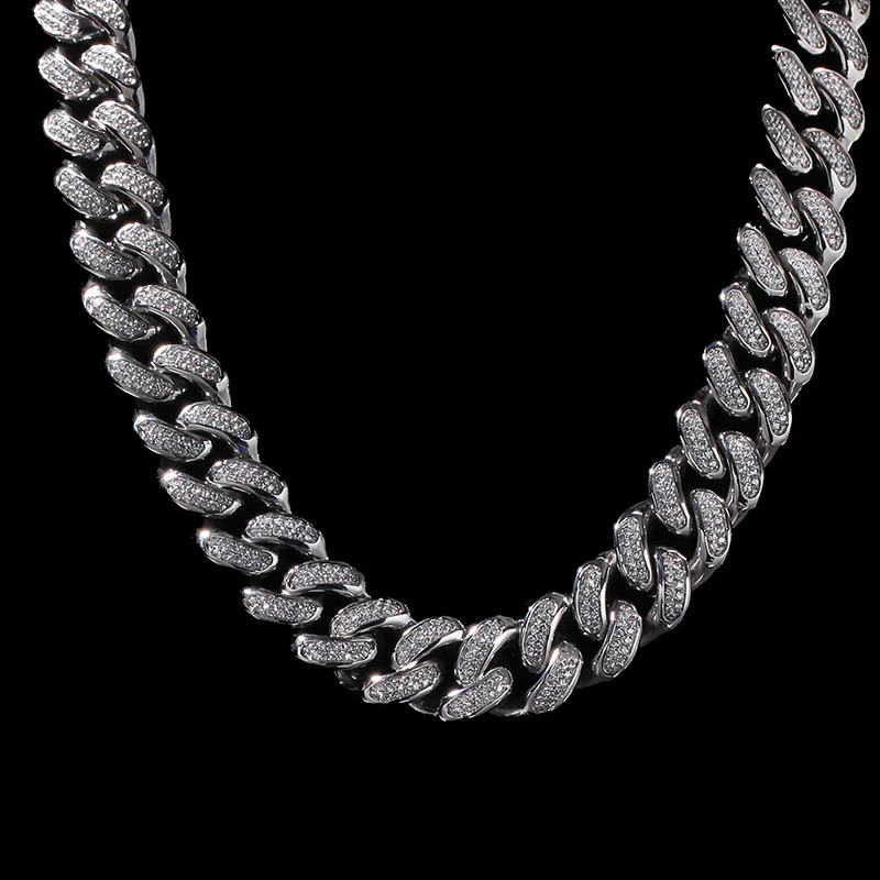 20 мм нержавеющая сталь микро проложили AAA CZ камень Bling Ice Out кубинская панцирная цепочка для мужчин хип-хоп ювелирные изделия золото серебро