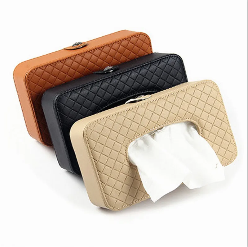 

Car Tissue Boxes Microfiber Leather Napkin Paper Box Auto Interior Decoration Sun Visor Type and Skylight type