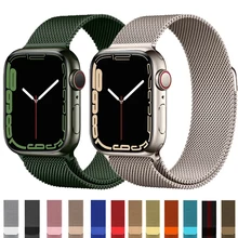 Strap For Apple watch band 44mm 40mm 38mm 42mm metal Magnetic Loop correa Accessories bracelet iWatch serie 4 3 SE 6 7 45mm 41mm