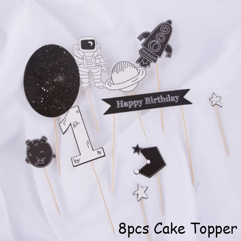 10pcs Cake Topper Joy-Enlife солнечная система космическая тематическая вечеринка на день рождения Декор бумажная тарелка салфетка для чашек баннер кружится для детей планета тема Вечерние - Цвет: 10pcs Cake Topper