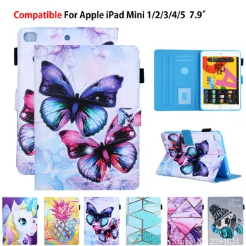

Coque For iPad Mini 5 Mini5 2019 Case Mini 4 mini 3 mini 2 Smart Cover Funda Tablet Cartoon Cute Butterfly Flip Stand Shell Capa