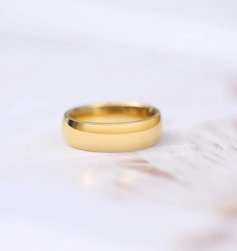 Wedding Rings 2mm 4mm 6mm Titanium Ring Men Women 14K Gold Plated Dome High Polished Wedding Band Unisex Comfort Fit Size 3-13.5