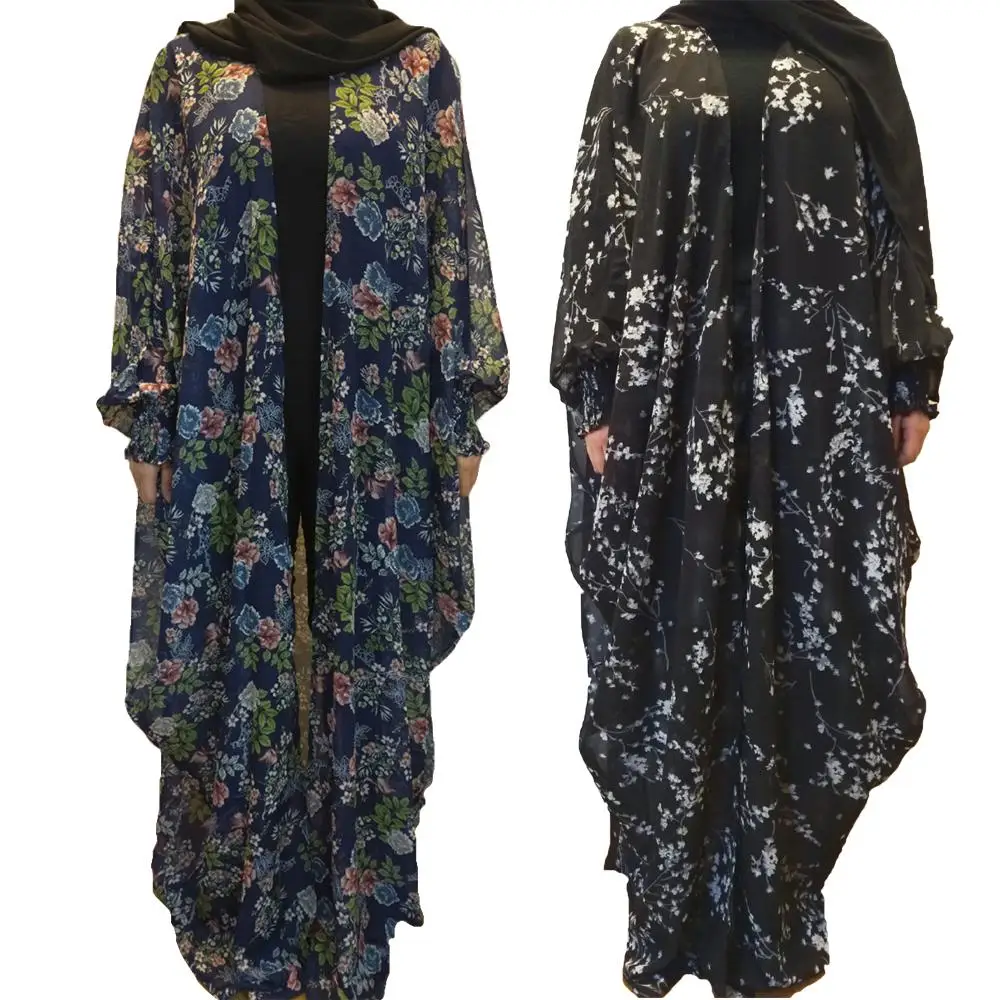 Женское платье с рукавами летучая мышь свободное шифоновое цветочным