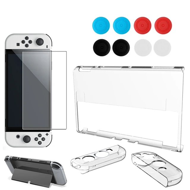 for Nintendo Switch OLED Storage Bag 9H Tempered Glass Protective Film Game  Card Case PC Crystal Hard Shell Thumb Grip Caps