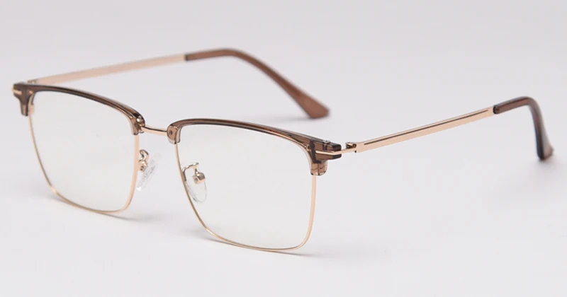 brown gold frame Женские квадратные очки Peekaboo tr90, полуметаллические, без оправы, мужские очки по рецепту, синий светильник, защита для компьютера, планшета - Цвет оправы: brown gold frame