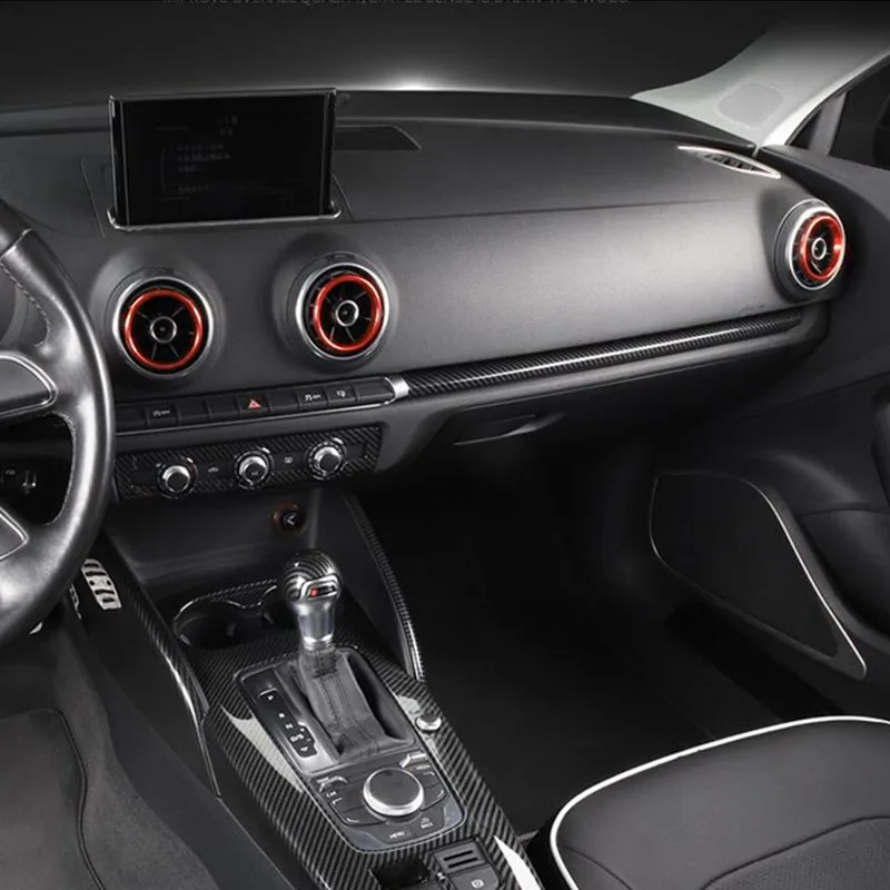 Декоративные полосы панели приборной для Audi A3 8V 2014 2019 из углеродного волокна