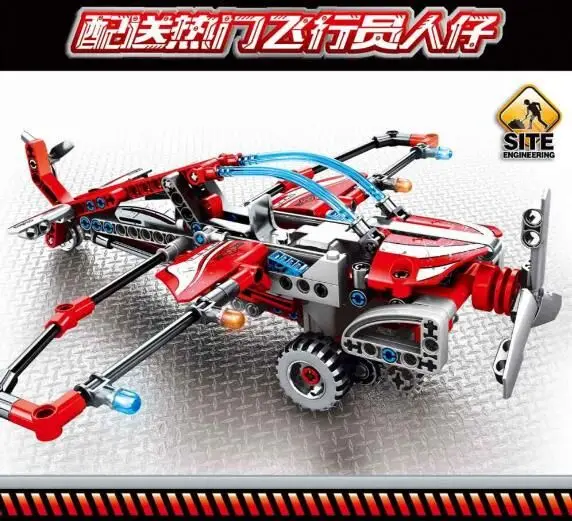 

Hot Technics Pull Back Toys Propeller Aircraft Pilot Figures Building Block Brick Collection Model Toys Gifts Kids SEMBO 701301