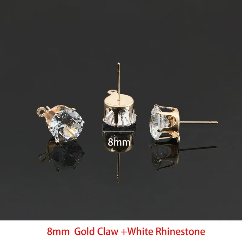 8mm gold claw 10 шт. цвета: золотистый, серебристый Цвет 3/4/5/6/8/10 мм, циркон, кристалл, фурнитура для пусет с отверстием ушные капли Для женщин девушки Diy Серьги Brincos, можно носить - Цвет: 8mm gold claw