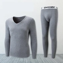 Grey Long Johns For Men Soft Pajamas Suit Winter Warm Thermal Underwear Comfortable Intimate Clothing Close-fitting Sleepwear