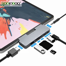 GOOJODOQ USB C концентратор 60 Вт PD Зарядка для iPad Pro MacBook Air переключатель в HDMI USB 3,0 адаптер type-C телефон с разъемом для передачи данных для наушников