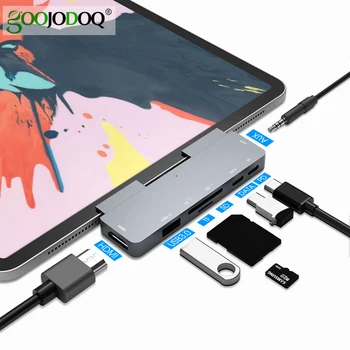 

GOOJODOQ USB C Hub 60W PD Charging for iPad Pro MacBook Air Switch to HDMI USB 3.0 Adapter Type-C Phone with Earphone Data Jack