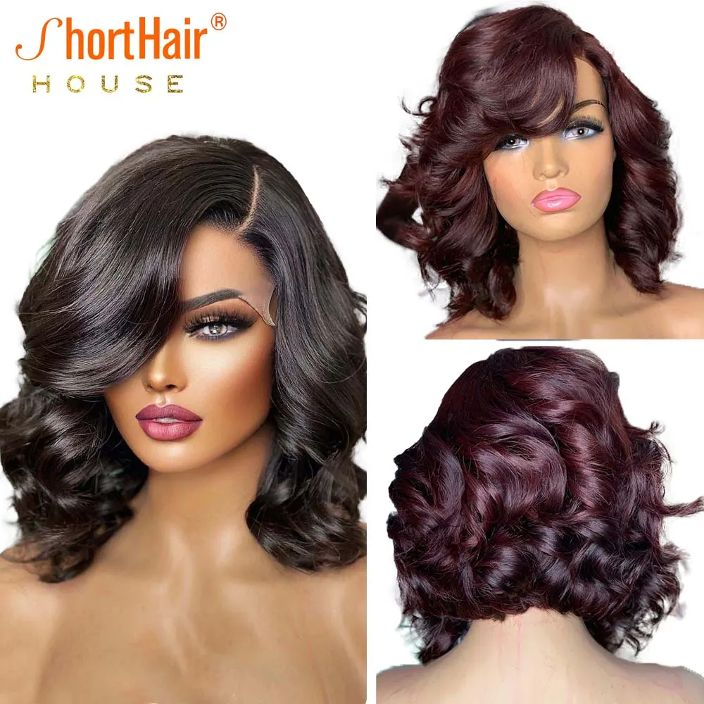 Darker 99J High Density Burgundy Body Wave Lace Front Wigs For Women Peruvian Hair Wig Remy Human Hair Deep Part Wigs