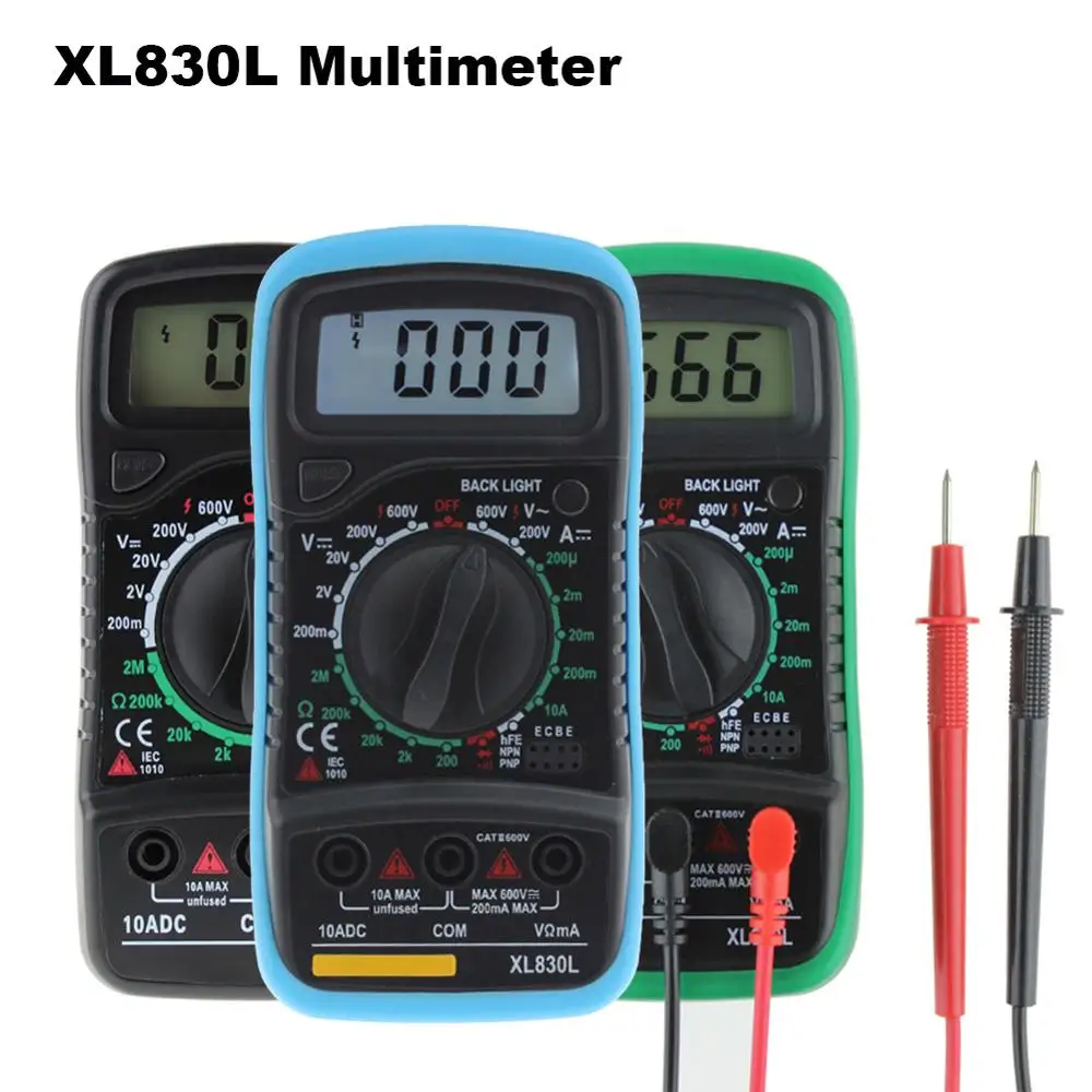 

XL830L DT830B High Safety AC/DC Multimeter LCD Digital Volt Amp Ohm Tester Meter Voltmeter Ammeter Overload Protect With Probe