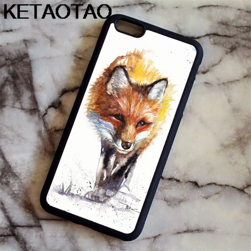 Белый KETAOTAO лиса акварель Винтаж чехол для телефона s для iPhone 4S SE 5C 5S 6S 7 8 SE X Plus XR XS Max Чехол Мягкий ТПУ резиновый силиконовый - Цвет: Белый