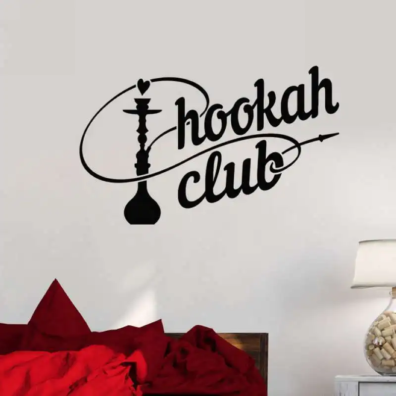 DCTAL Hookah Shop Decal Man Sticker Wall Decal Shisha Smoking Smoke Arabic Vinyl Stickers Art Mural