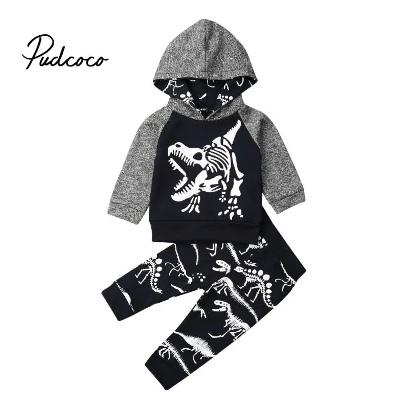 Pudcoco Boy Set 2020 Spring Clothes 2Pcs Newborn Baby Boys Cotton Top Hooded Sweatshirt Pants Leggings Outfits 0-4Years |